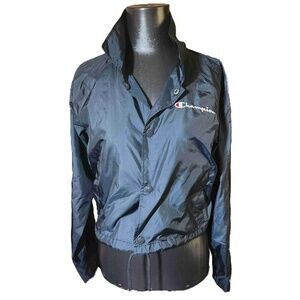 Champion Women's Black Windbreaker Snap Button Size Small